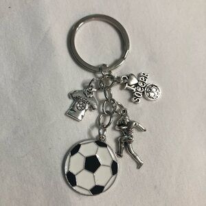 Keychain  I Love Soccer color silver